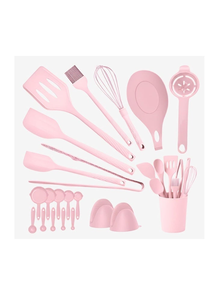 JUNI Kitchen Utensils Set – 21-Piece Silicone Kitchen Utensils Set, Heat-Resistant Silicone Cooking Utensils, Non-Stick Cookware Safe Kitchen Tool Set, BPA-Free with Storage Holder - Image 4