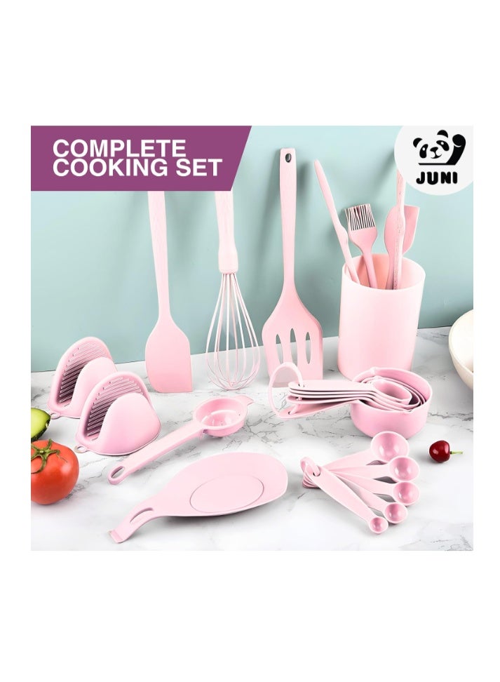 JUNI Kitchen Utensils Set – 21-Piece Silicone Kitchen Utensils Set, Heat-Resistant Silicone Cooking Utensils, Non-Stick Cookware Safe Kitchen Tool Set, BPA-Free with Storage Holder - Image 2