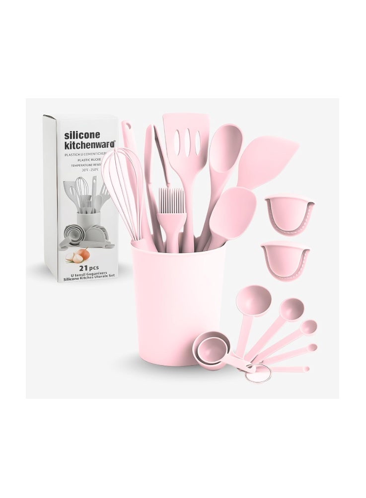 JUNI Kitchen Utensils Set – 21-Piece Silicone Kitchen Utensils Set, Heat-Resistant Silicone Cooking Utensils, Non-Stick Cookware Safe Kitchen Tool Set, BPA-Free with Storage Holder - Image 1