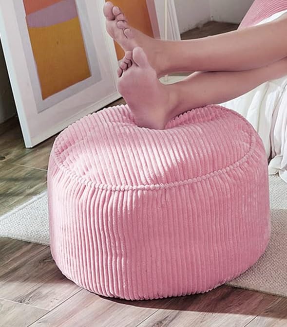 LEXAVI Brand - 6XL Jumbo Size| Cotton Corduroy Blend Beanbag Footrest Only prefilled with Beans| Ready to Use| in Summer Season Coolest Fabric| Very Soft handfeel Texture Like Feather (Pink) - Image 5
