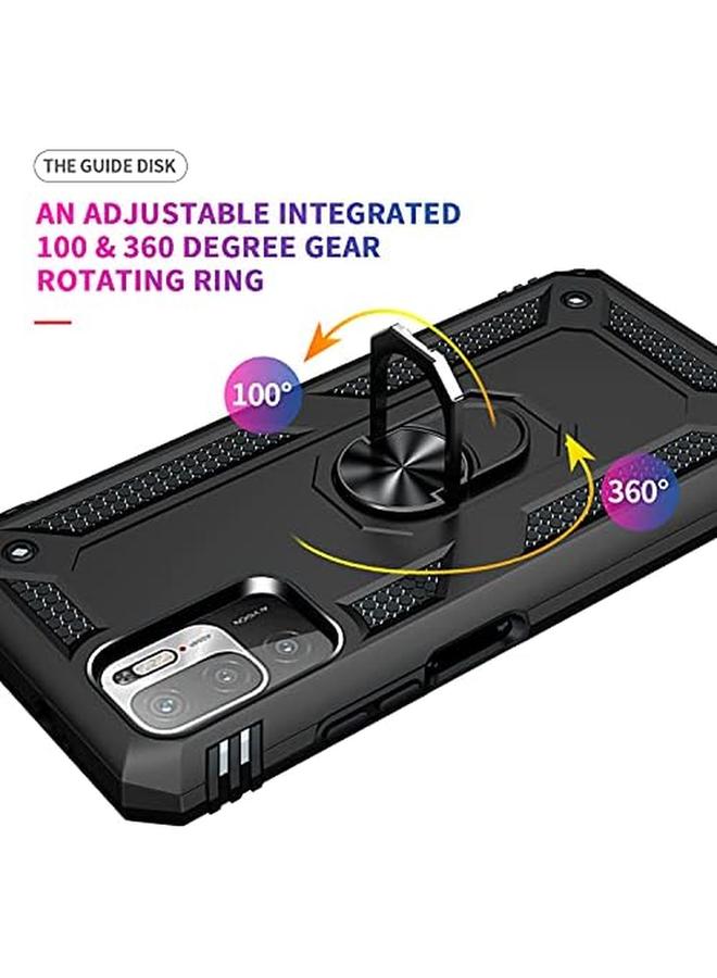 erorex Case For Xiaomi Poco M3 Pro 5G Redmi Note 10 5G Note 10T 5G Ring Holder Protective Silicone Shockproof Tough Armor Hard Phone Cover Black - Image 5