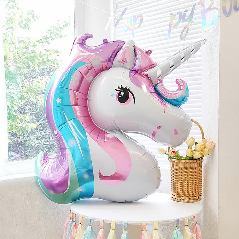 Heukikt Unicorn 4th Birthday Party Decorations for Girl Purple Pink Theme Balloon Set, Large Rainbow Unicorn Helium Balloons with Heart and Star Baby Shower Kids Supplies (number 4 set) - Image 5