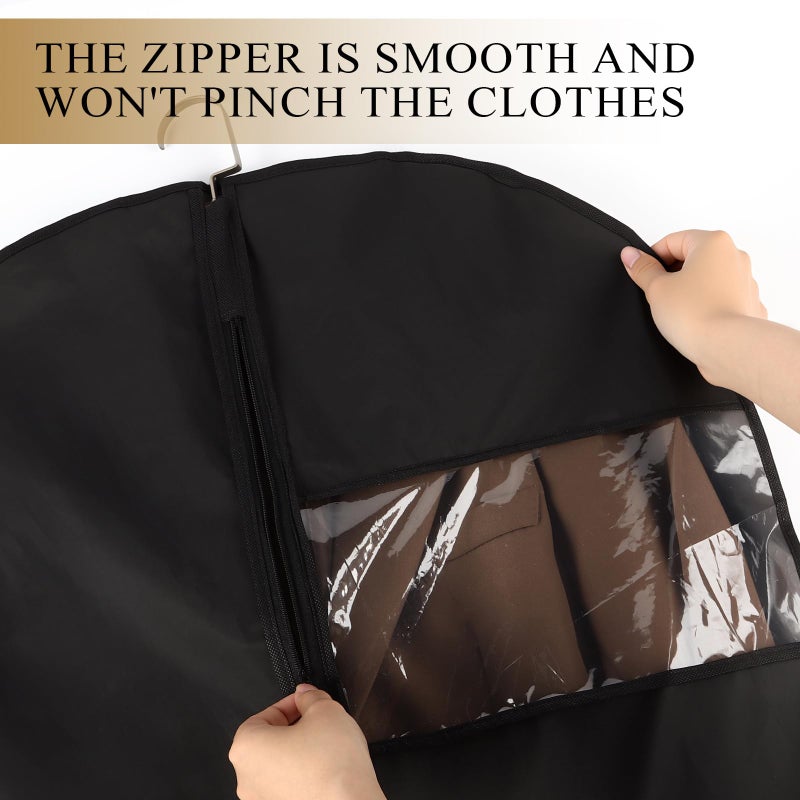 JOLYEAK 47-Inch Garment Bags Covers,Hanging Clothes Bag, Suit Cover Bags with Clear Window for Hanging Closet Clothes Storage and Travel (Black-47Inch) - Image 5