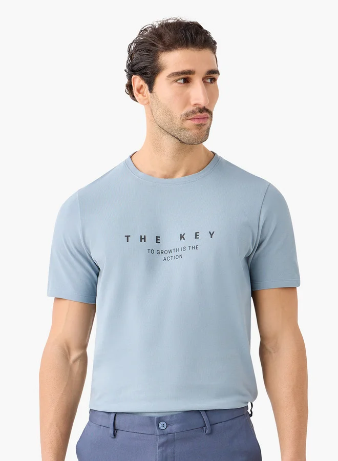 Iconic Iconic Printed T-shirt with Round Neck and Short Sleeves
