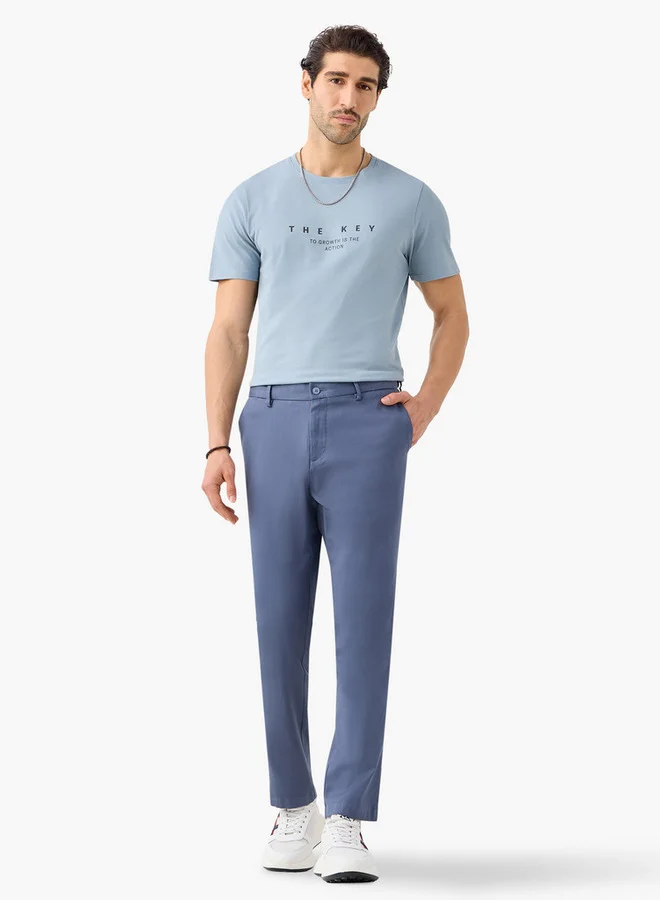 Iconic Iconic Printed T-shirt with Round Neck and Short Sleeves