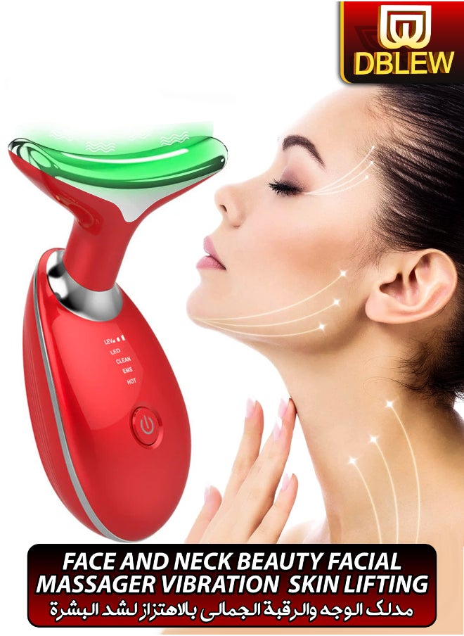 DBLEW EMS Thermal Neck Massager Face Lifting LED Photon Beauty Device Gua Sha Anti Aging Wrinkle Removal Skin Care Tightening Rejuvenation Tools 3 Modes Red Light Therapy V Shape Firming Sonic Vibration  - Image 1