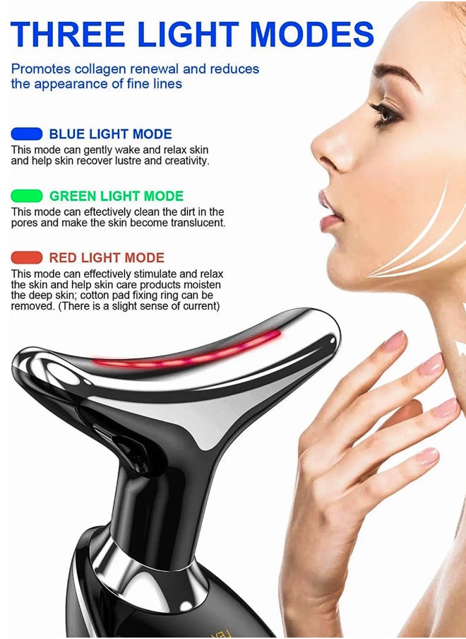 DBLEW EMS Thermal Neck Massager Face Lifting LED Photon Beauty Device Gua Sha Anti Aging Wrinkle Removal Skin Care Tightening Rejuvenation Tools 3 Modes Red Light Therapy V Shape Firming Sonic Vibration  - Image 2