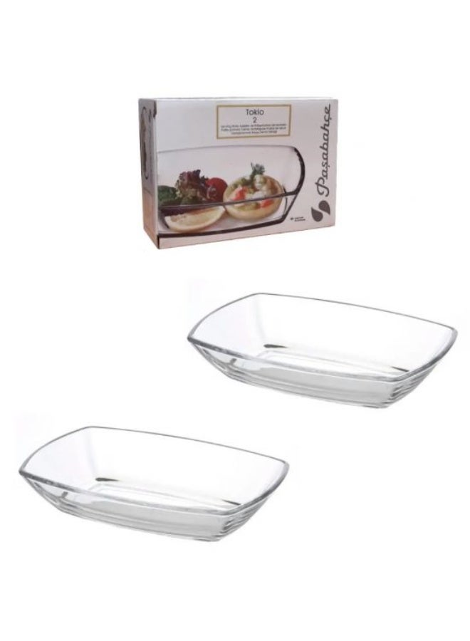 54673 Pasabahce Tokio Serving Plate set of 2 - 140mm x 100mm CLEAR 140*100 MMmm