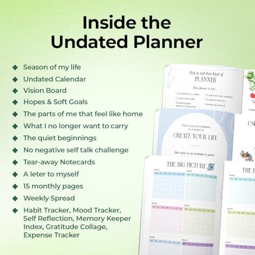 PAPBOO 2026 Undated A5 Annual Planner Hard Bound, 115 GSM 21.5 * 15.5 CM - 240 pages, Habit Tracker, Mood Tracker, Self Reflection, Memory Keeper Index, Gratitude Collage, Expense Tracker (Flow) - Image 4