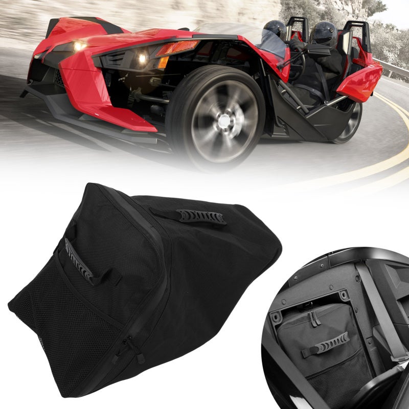 Rear Storage Bag: 2015-2024 Polaris Replacement Weatherproof Polyester With Waterproofing Zipper - Spacious Organized Compartment Portable Grab Handles for Polaris Vehicle Rear Side Storage - Image 1