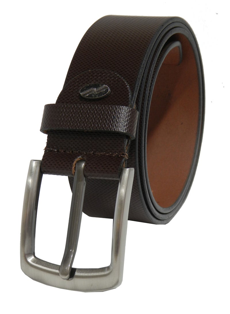 LAVERI LEATHER حزام بني رسمي وغير رسمي من الجلد الطبيعي 40 مم للرجال - Image 4