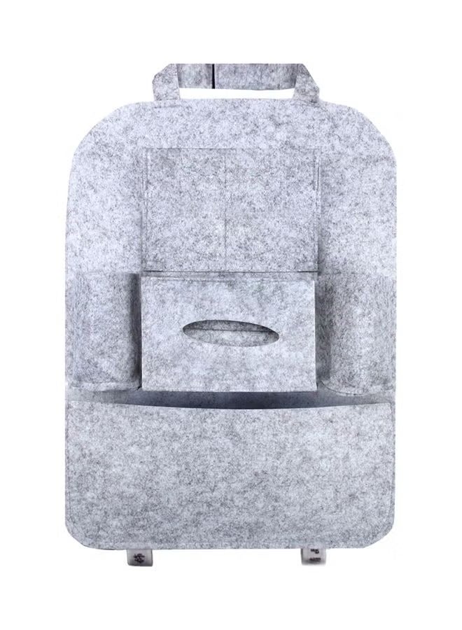 2-Piece Fabric Car Seat Back Organizer, Grey - Image 1