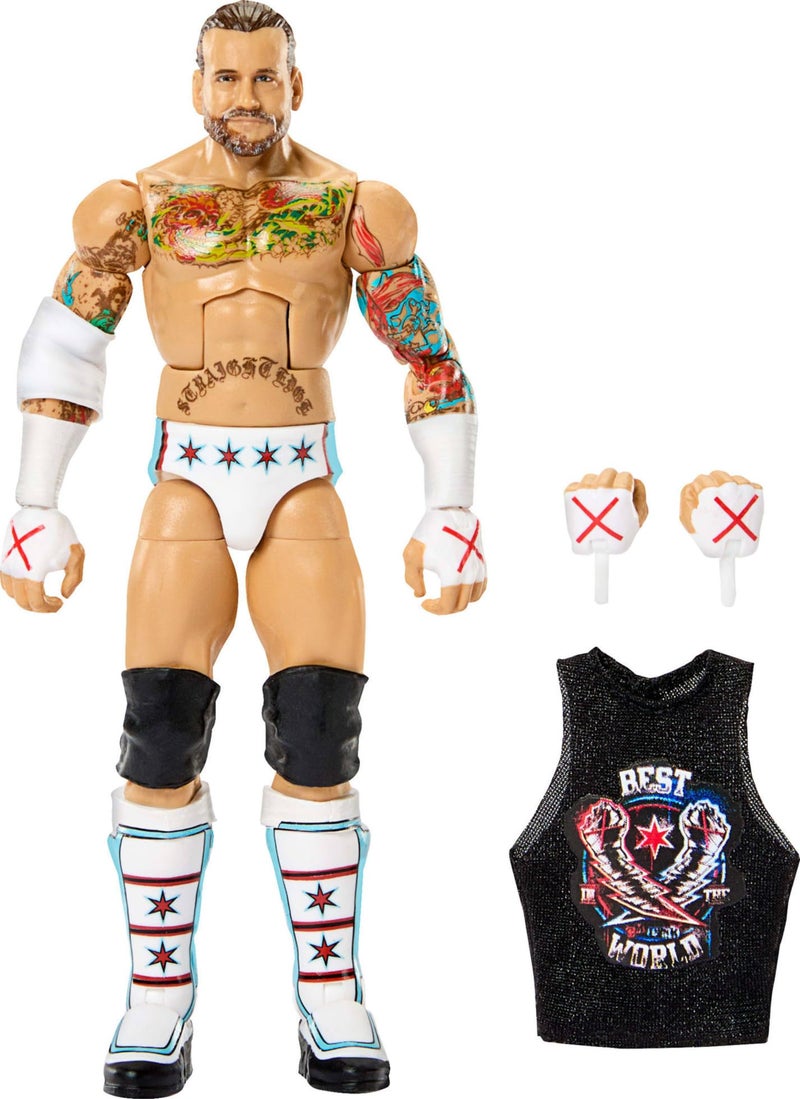 WWE تمثال عمل ماتييل WWE النخبة وملحقاتها، مجموعة أعظم الضربات 2025، تمثال قابل للجمع CM بانك بطول 6 بوصات مع 25 نقطة حركة وأيدٍ قابلة للتبديل - Image 1