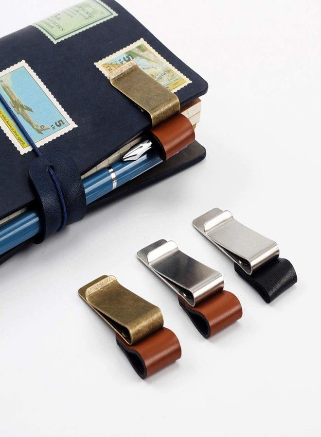 DOYIFun 4 Pcs Retro Style Pen Loop Clip Traveler Notebook Leather Pen Holder with Stainless Steel Clip Designed for Notebooks,Journals,Calendars(Random Styles) - Image 2