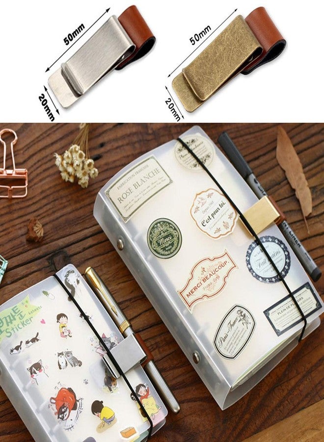 DOYIFun 4 Pcs Retro Style Pen Loop Clip Traveler Notebook Leather Pen Holder with Stainless Steel Clip Designed for Notebooks,Journals,Calendars(Random Styles) - Image 3
