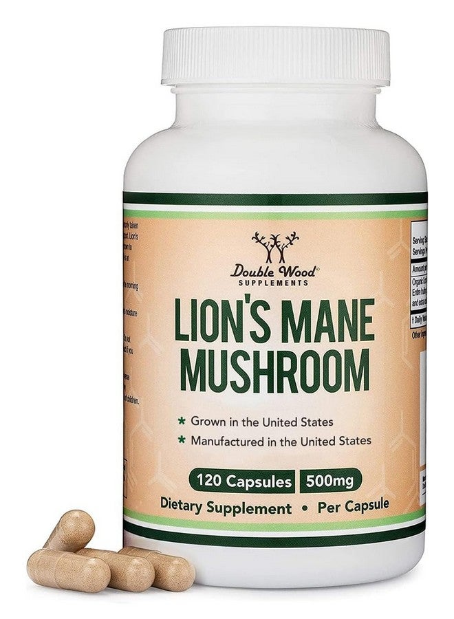 Double Wood Supplements كبسولات فطر ذيل الأسد (إمداد لمدة شهرين - 120 كبسولة) فطر ذيل الأسد لدعم الدماغ وصحة المناعة (تم اختباره من طرف ثالث، مزروع ومغلف في الولايات المتحدة الأمريكية) من دابل وود - Image 1