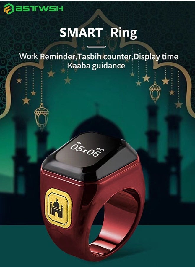 20mm Smart Ring with Work Vibration Reminder&Muslim Tasbeeh Counter&Kaaba Guidance&Chants and Prayer Times OLED Diaplay&Multi-language - Wireless Bluetooth Connectivity for Exclusive BSTWSH APP,Red - pzsku/Z8B5465F87B39782905AAZ/45/_/1704436989/3c3e8e8e-4672-485c-8ca9-4074c54755a6