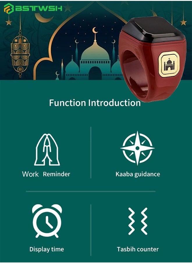 20mm Smart Ring with Work Vibration Reminder&Muslim Tasbeeh Counter&Kaaba Guidance&Chants and Prayer Times OLED Diaplay&Multi-language - Wireless Bluetooth Connectivity for Exclusive BSTWSH APP,Red - pzsku/Z8B5465F87B39782905AAZ/45/_/1704436989/6de638e4-491e-478c-a3b1-877ff43a3b96