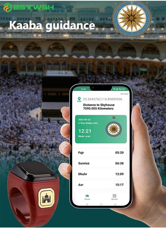 20mm Smart Ring with Work Vibration Reminder&Muslim Tasbeeh Counter&Kaaba Guidance&Chants and Prayer Times OLED Diaplay&Multi-language - Wireless Bluetooth Connectivity for Exclusive BSTWSH APP,Red - pzsku/Z8B5465F87B39782905AAZ/45/_/1704436991/347a7398-55f6-4093-aec5-11907fd904ed