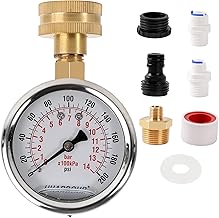 Uharbour Uharbour Water Pressure Gauge Kit Including Adaptors, UHARBOUR 2.5"Glycerin Filled Water Pressure Test Gauge with Brass  - Image 1