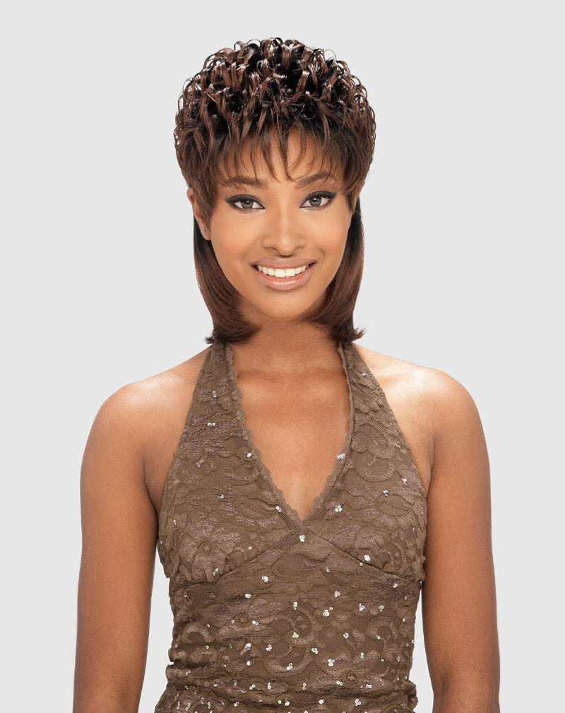 VANESSA AMA (1B Off Black) SHORT FRONT MEDIUM LENGTH STRAIGHT BACK WIG - Image 1
