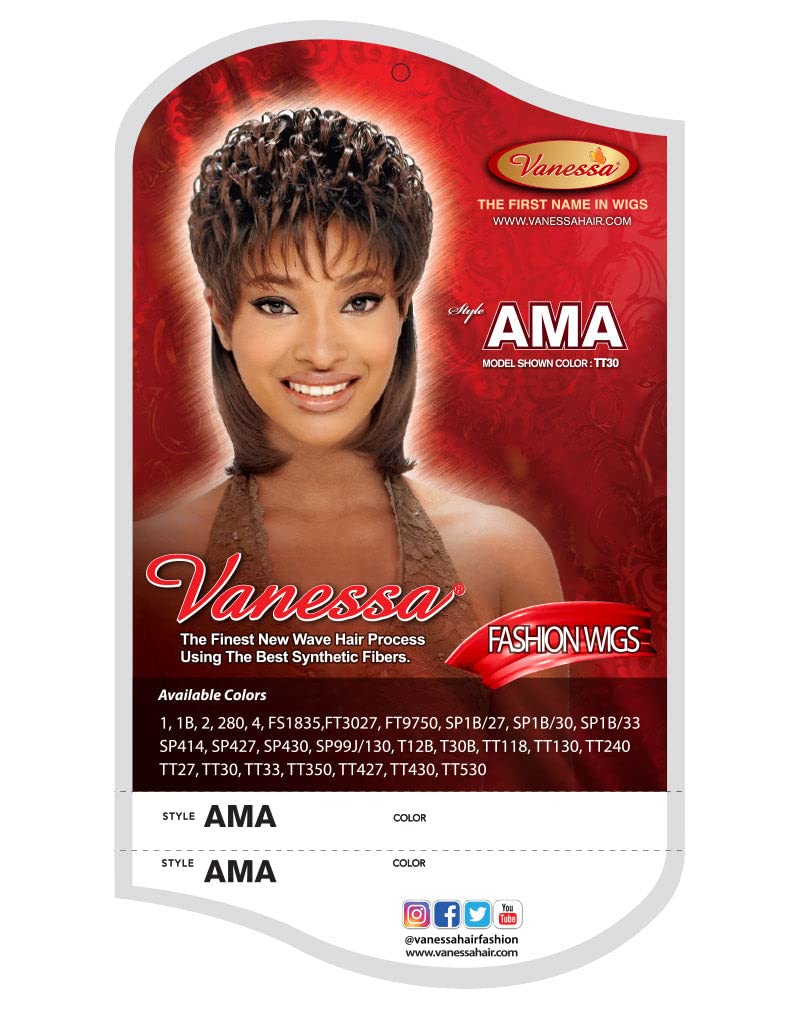 VANESSA AMA (1B Off Black) SHORT FRONT MEDIUM LENGTH STRAIGHT BACK WIG - Image 3