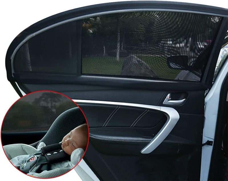 NALANDA Car Window Shade for Baby Adjustable Shade Breathable Mesh Car Curtains Window Net Car Rear Door Outdoor Camping Netting (M) - Image 1