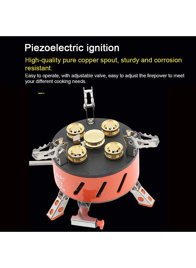 ZYZY - zyzy 5-Core Camping Stove 15800W High-Power Gases Burner Stove Backpacking Stove Windproof with Piezo Ignition Adjustable Valve Storage Bag - Image 1
