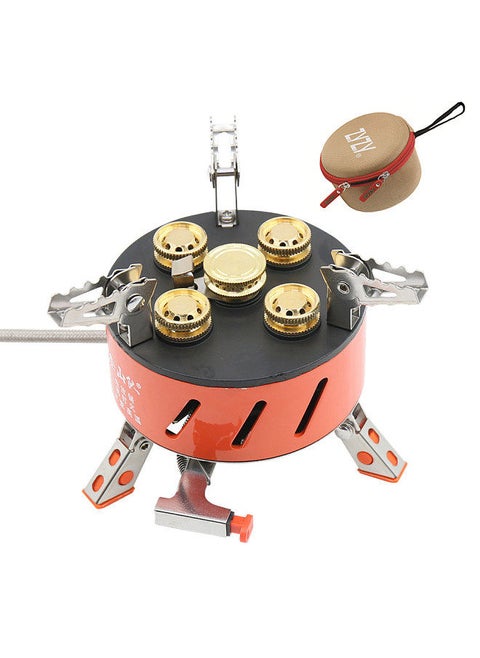 zyzy 5-Core Camping Stove 15800W High-Power Gases Burner Stove Backpacking Stove Windproof with Piezo Ignition Adjustable Valve Storage Bag