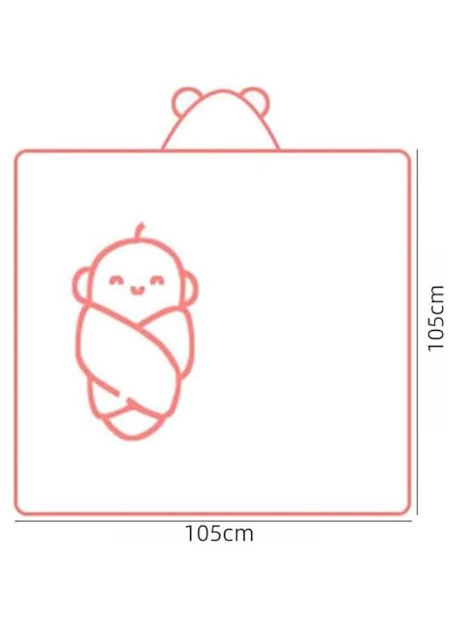 HOOKOR Baby Hooded Bath Towel,105x105cm Large Baby Bath Towel for Boys Girls, Microfiber Ultra Soft Super Absorbent Baby Bath Blanket, Baby Shower Towel Gift for Newborns(Pink) ﻿  - Image 3