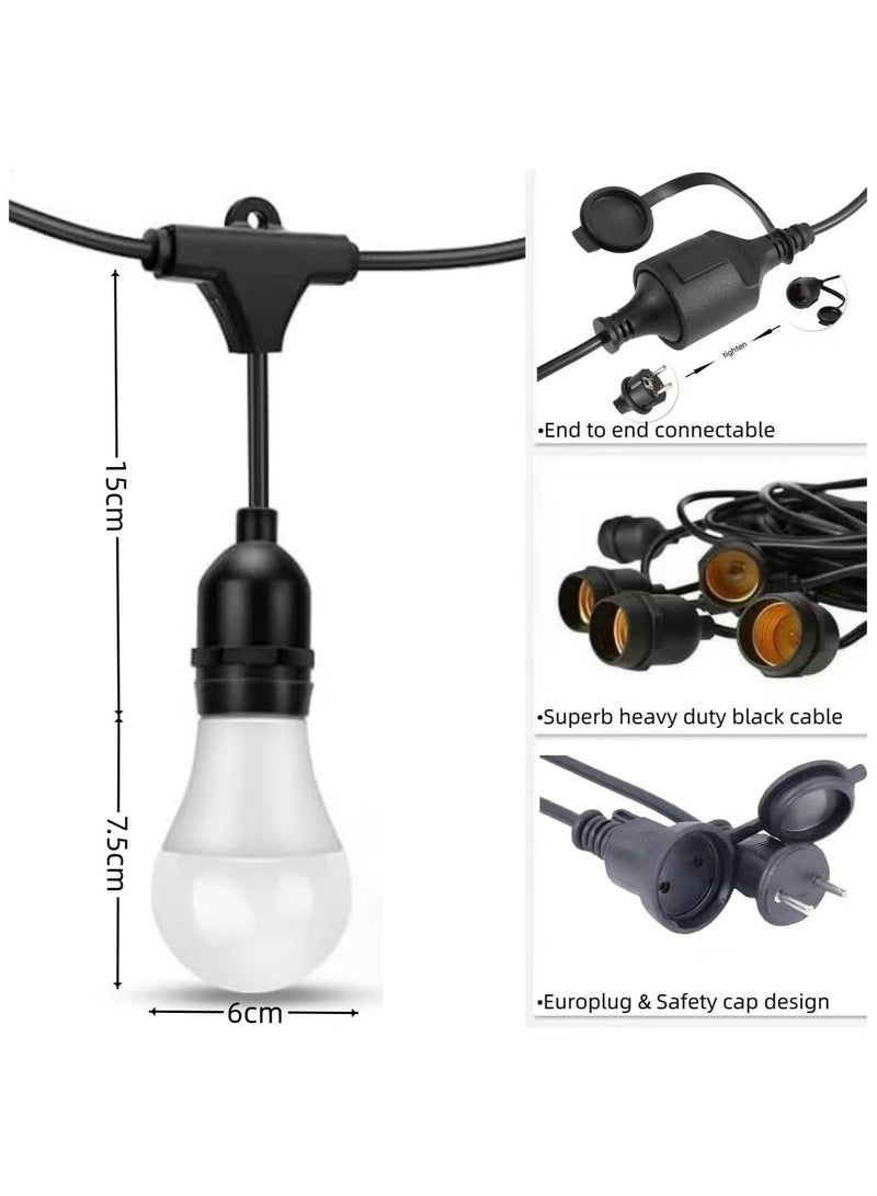 Raxoom 33FT Outdoor String Lights, 10 Meter 20 Hanging Sockets Decorative Lights for Outdoor Garden - Image 4