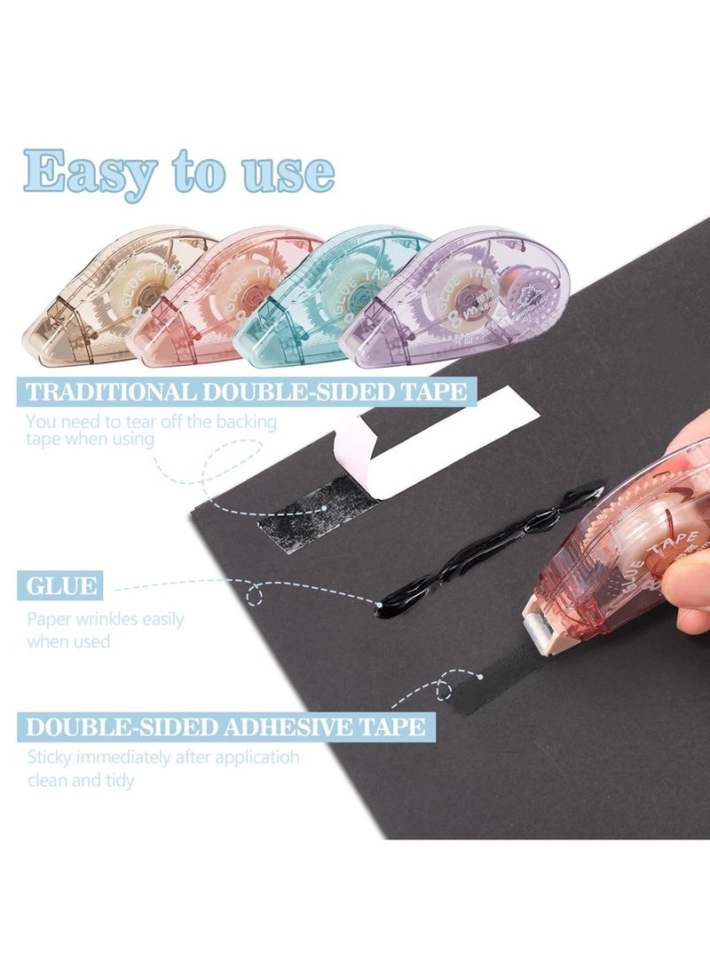 شريط لاصق للكتابة على القصاصات، عبوة من 4 أشرطة لاصقة للقصاصات، شريط لاصق مزدوج الوجهين للحرف اليدوية، شريط لاصق 26 قدم × 0.31 بوصة، مستلزمات حرفية للقصاصات وتغليف الهدايا وشريط لاصق للصور. - Image 2