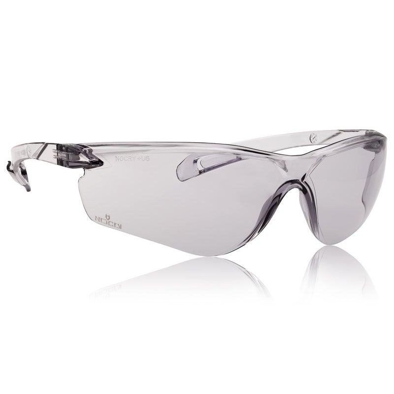 NoCry Lightweight Tinted Safety Glasses with UV 400 Protection, Anti Fog and Anti Scratch Coating and Grey Wrap Around Lenses; ANSI Z87.1 Certified - Image 1