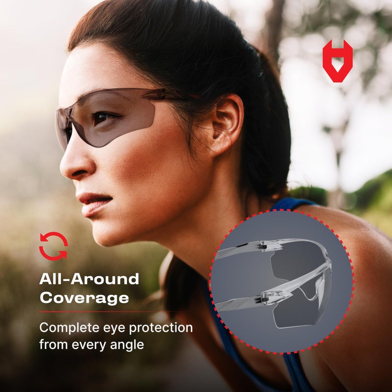 NoCry Lightweight Tinted Safety Glasses with UV 400 Protection, Anti Fog and Anti Scratch Coating and Grey Wrap Around Lenses; ANSI Z87.1 Certified - Image 5