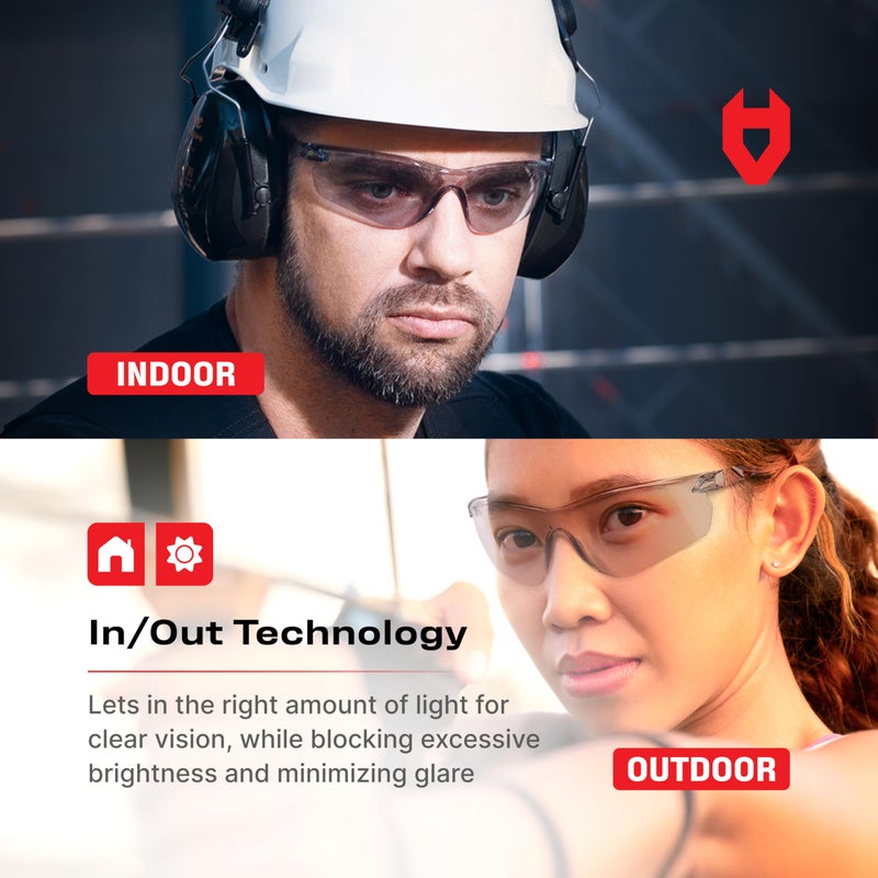 NoCry Lightweight Tinted Safety Glasses with UV 400 Protection, Anti Fog and Anti Scratch Coating and Grey Wrap Around Lenses; ANSI Z87.1 Certified - Image 3