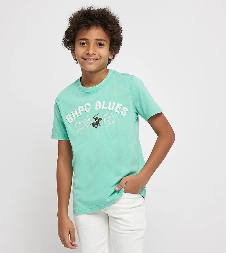 بيفرلي هيلز بولو كلوب تيشيرت بياقة مستديرة مطرز بشعار