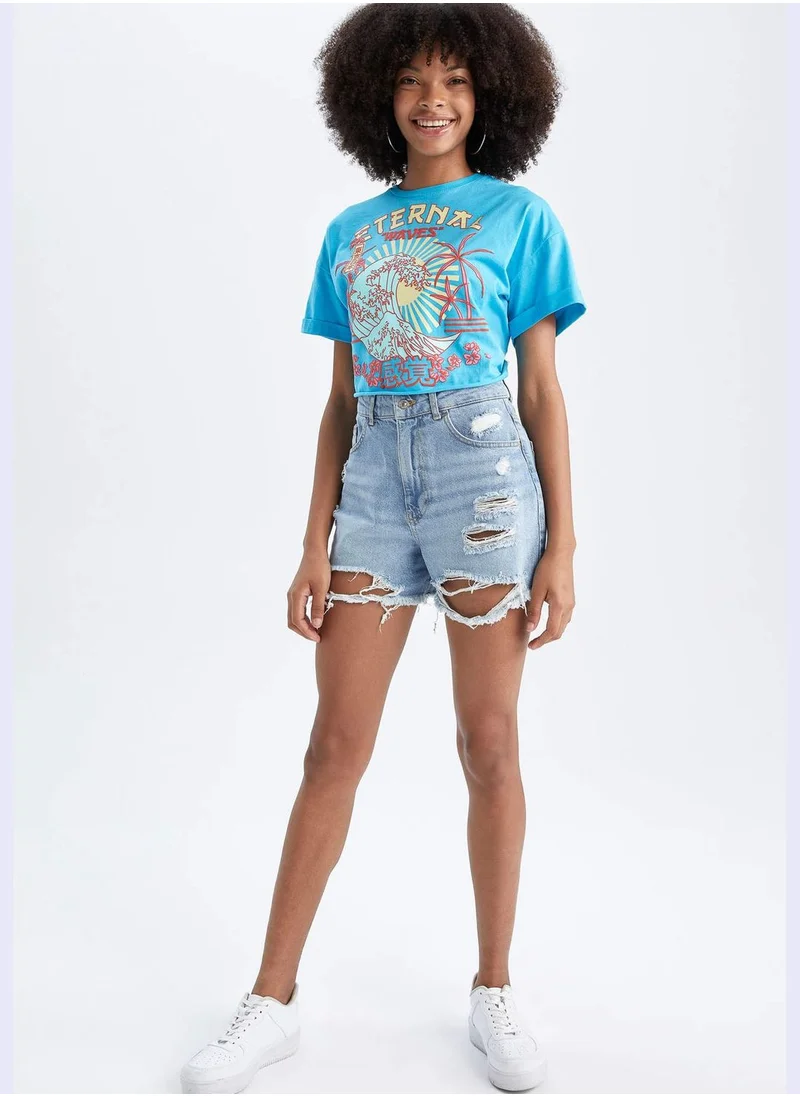 ديفاكتو Woman Crop Top Short Sleeve T-Shirt