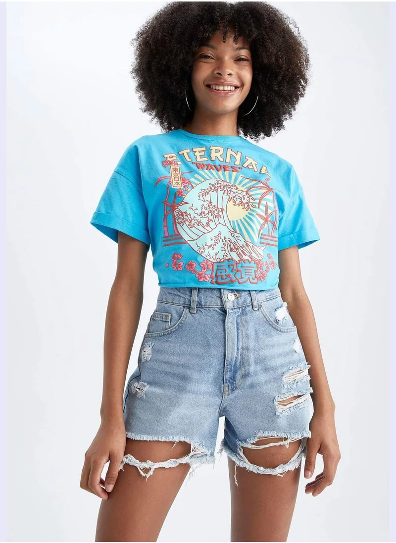 DeFacto Woman Crop Top Short Sleeve T-Shirt