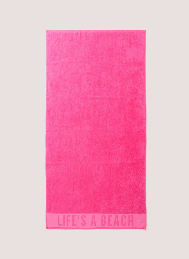 Matalan Slogan Beach Towel Pink