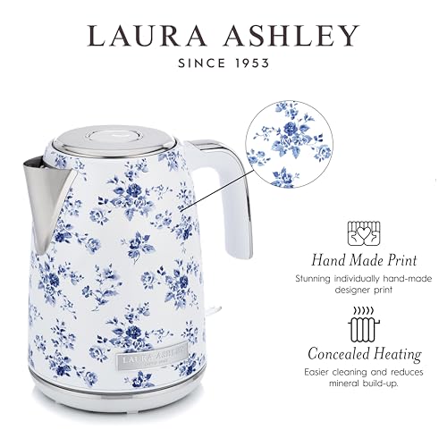 LAURA ASHLEY غلاية كهربائية من لورا آشلي مصنوعة من الفولاذ المقاوم للصدأ سعة 1.7 لتر - 1500 واط غلايات كهربائية سريعة الغليان للماء - غلايات شاي كهربائية مع إيقاف تلقائي - حماية من السخونة الزائدة والجفاف - Image 4