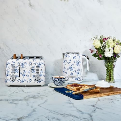 LAURA ASHLEY غلاية كهربائية من لورا آشلي مصنوعة من الفولاذ المقاوم للصدأ سعة 1.7 لتر - 1500 واط غلايات كهربائية سريعة الغليان للماء - غلايات شاي كهربائية مع إيقاف تلقائي - حماية من السخونة الزائدة والجفاف - Image 2