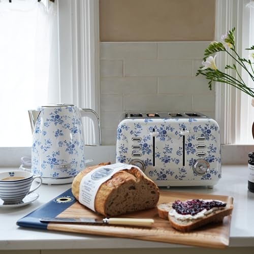 LAURA ASHLEY غلاية كهربائية من لورا آشلي مصنوعة من الفولاذ المقاوم للصدأ سعة 1.7 لتر - 1500 واط غلايات كهربائية سريعة الغليان للماء - غلايات شاي كهربائية مع إيقاف تلقائي - حماية من السخونة الزائدة والجفاف - Image 3