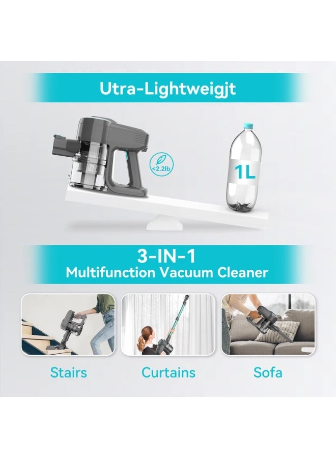 N300 Cordless Upright Vacuum Cleaner, 20Kpa Ultra Lightweight Stick Vacuum for Carpet, Hard Floor, Car, Pet Hair  - Image 5
