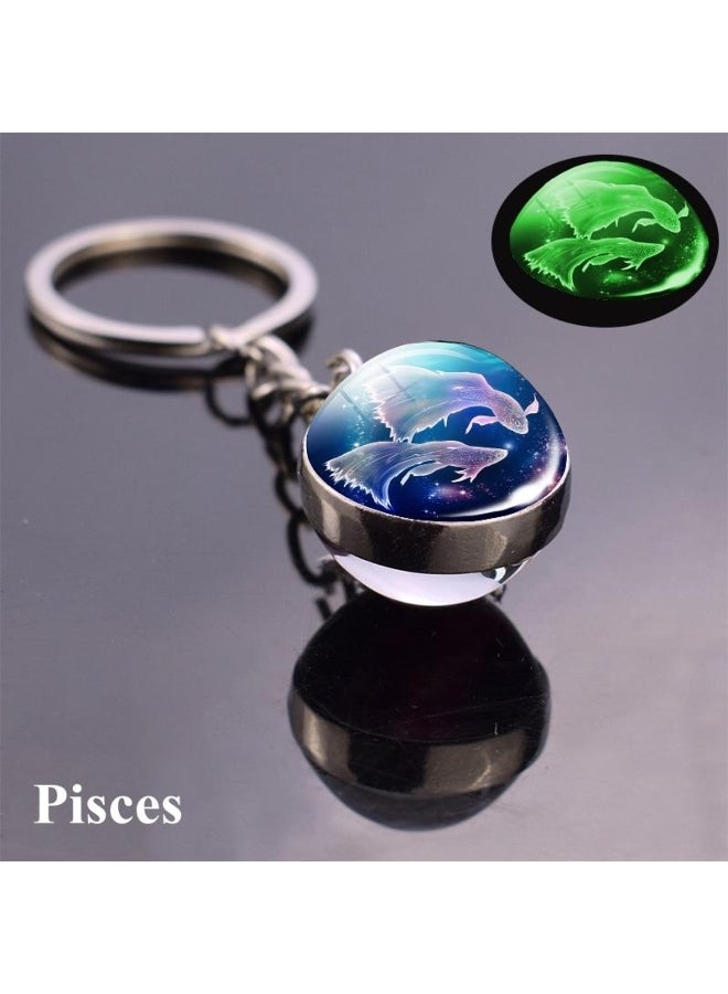 Zodiac Keychain with Luminous Glass Ball Pendant - Image 2