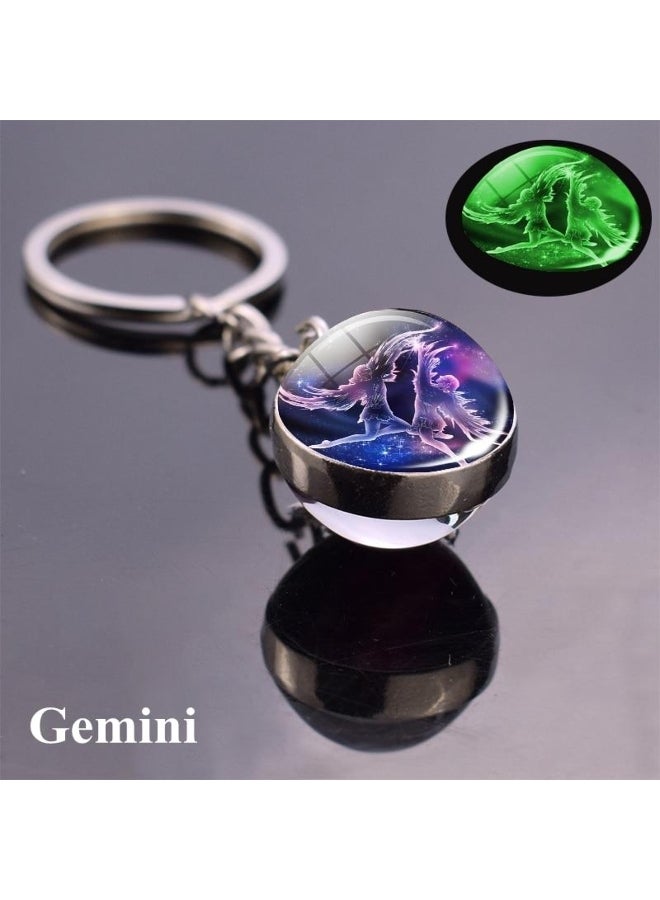 Zodiac Keychain with Luminous Glass Ball Pendant - Image 5