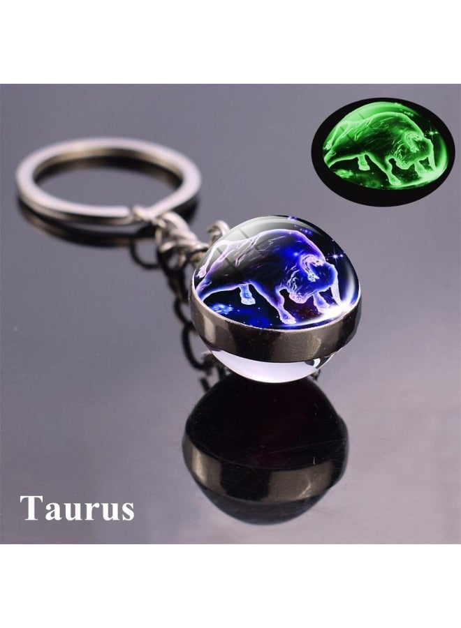 Zodiac Keychain with Luminous Glass Ball Pendant - Image 4
