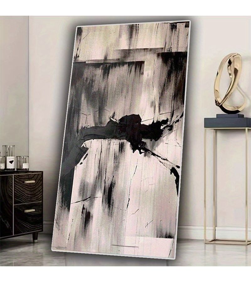 إطار بدون إطار، فن جدراني على قماش أبيض وأسود، ديكور تجريدي بسيط، مقاس 30×40 سم - Image 2