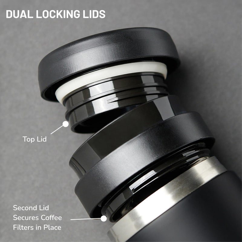 ESPRO P1 12 Ounces French Press Coffee Maker for Travel, Double-Walled Stainless Steel Vacuum Insulated, Matte Meteorite Black - Image 3