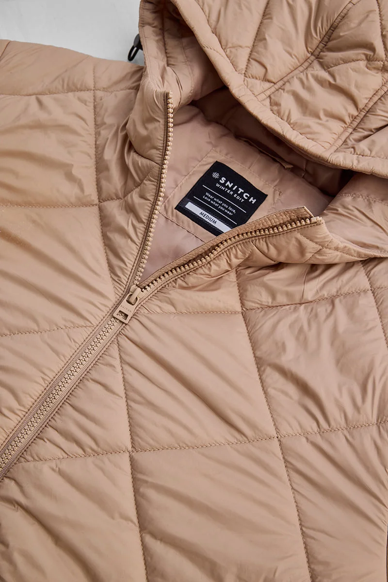 SNITCH Beige Puffer Hooded Jacket