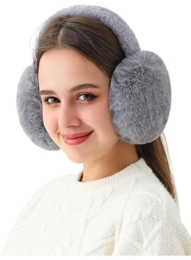 Unisex Winter Foldable Earmuffs Plush Faux Fur Ear Muffs Outdoor Cold Weather Ear Warmers for Women and Men, One Size - Image 1